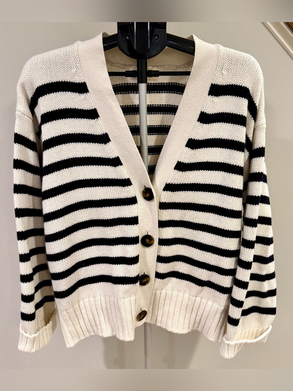 Sezane Wilson Cardigan Sweater Stripe XXXL GUC V Neck